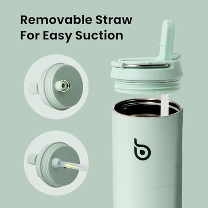 Bottle Bottle Stainless Steel Water Bottle 700ml with Straw and Lid Sports Insulated Metal Water Bottles with Handle(Light Green)