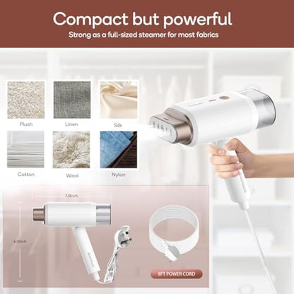 Newbealer Clothes Steamer, Portable Handheld Steamer for Clothes, 20s Fast Heat Up, 1200W 180ml Detachable Water Tank, Horizontal & Vertical Steaming for Home & Travel