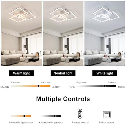 DELIPOP Led Ceiling Light Dimmable, 40W Modern Led Ceiling Lamp with Remote Control, Temprature and Brightness Adjustable, Square Acrylic Ceiling