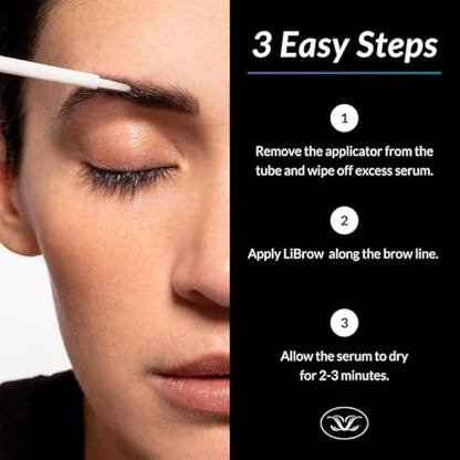 LiBrow Purified Eyebrow Serum XL to Grow Darker, Fuller, Thicker-Looking Brows - Natural Botanical Extracts, Safe for Sensitive Skin & Thin Brow Hairs - Vegan & Cruelty-Free (6mL, 6-Month Supply)