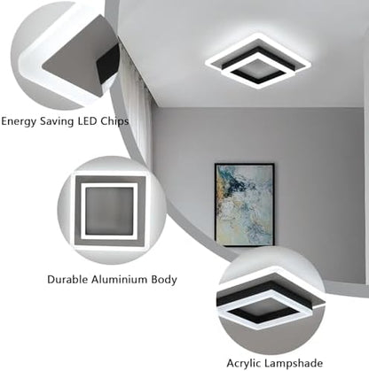 Comely Modern LED Ceiling Lights, 30W 3300LM Super Bright Square LED Ceiling Light, Acrylic Ceiling Lamp for Living Room Kitchen Bedroom Hallway Balcony, Cool Light 6500K