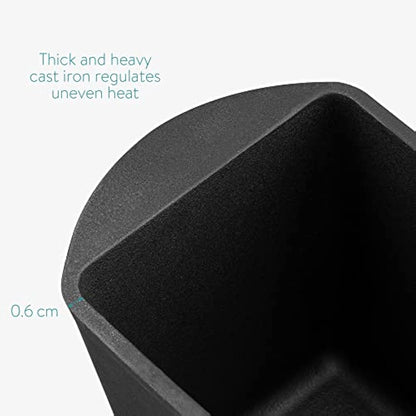 Navaris Bread Loaf Pan with Lid - Cast Iron Bread Baking Pan for Bulge Top or Flat Top Breads Meat Veg Meatloaf - Baking Tin 34 cm x 13 cm x 13 cm - Black