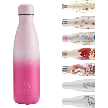 Chilly's Water Bottle - Stainless Steel and Reusable - Leak Proof, Sweat Free - Rose Blush, 500ml