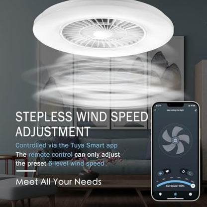 BKZO Smart LED Ceiling Light with Fan,RGB Ceiling Fan Lights, Stepless Dimming Light, 60CM Modern Fan Lighting,Ceiling Fan with RGB Light for Living Room, Dining Room, Bedroom