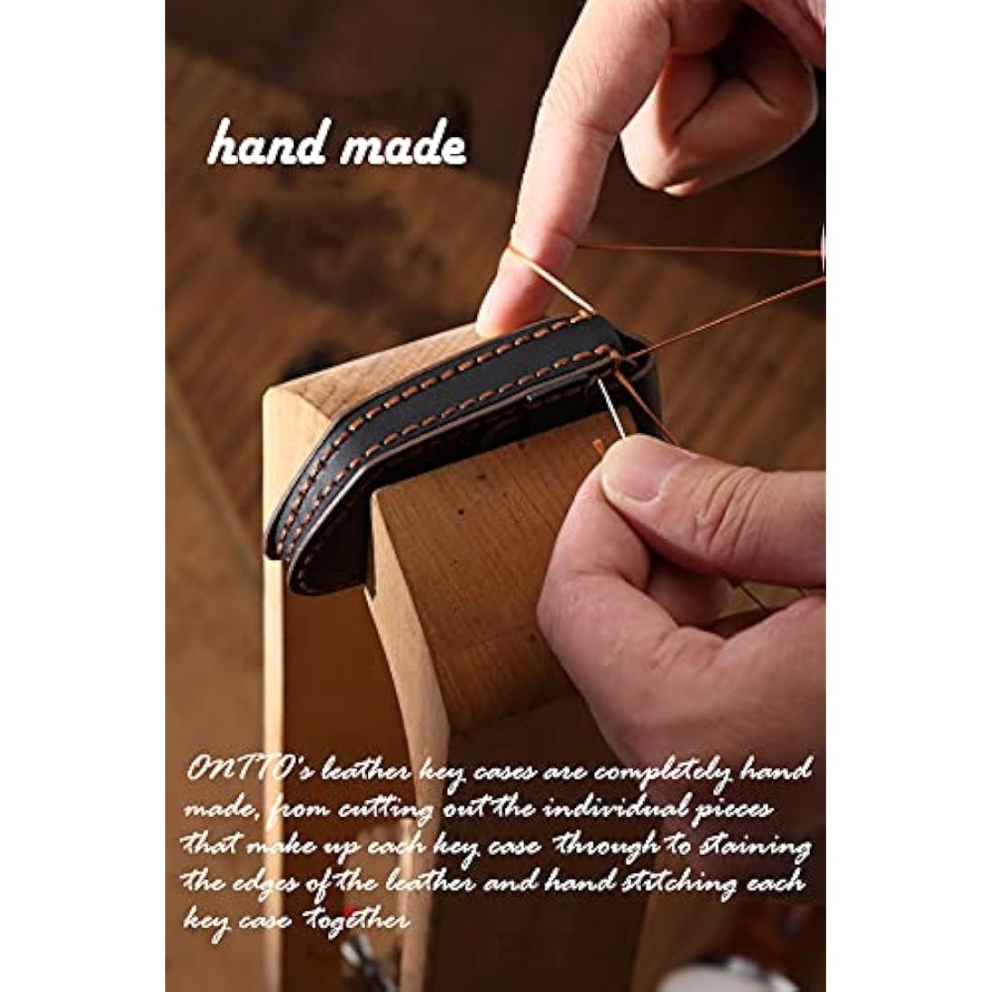 ontto Leather Car Key Case fit for BMW i3 i8 key fob cover keyring Remote Key holder Keychain key shel lKey Protective Accessories Brown