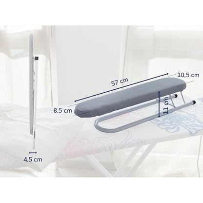 Leifheit 57 cm Extra Long, w 10.5 x h 8.5 cm, Folds Flat, White, Extra Long Sleeve Board, for Perfect Sleeve Ironing