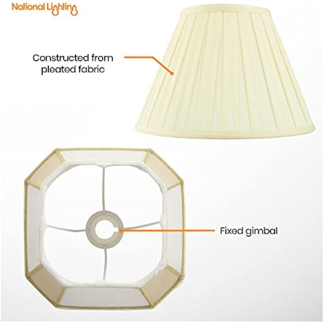 National Lighting Decorative Tapered Table/Floor Lampshade - 22-Inch Empire Drum Lamp Light Shade in Cream Fabric - 40W E14/B22 Candle Incandescent or LED (Not Included)