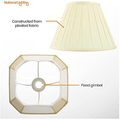 National Lighting Decorative Tapered Table/Floor Lampshade - 18-Inch Empire Drum Lamp Light Shade in Cream Fabric - 40W E14/B22 Candle Incandescent or LED (Not Included)