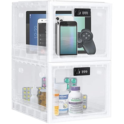 Lalifebuss Medicine Lock Box, Medication Lockable Container for Refrigerator Food Safe Locking Locker Tablet Phone for Kitchen Home School and Office Safety