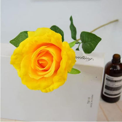 Corkwaw 25 Pcs 3 inch Artificial Rose Flower Heads,Silk Rose Head Flowers,Wedding Party Home Garden Decoration DIY Craft Gift Box Decoration (Yellow)