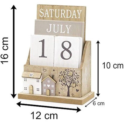 Shabby Chic Wooden Perpetual Calendar | Desk Calendar Flip Calendar | Desktop Calendar House Calendar