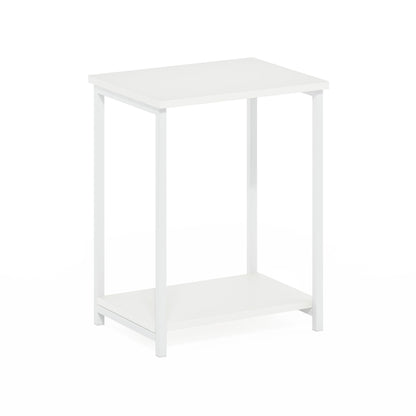 Furinno SIMPLISTIC Side Table, 2-Tier Metal Frame End Table with Open Shelf, Night Stand, Bedside Table, for Living Room, Bedroom, White