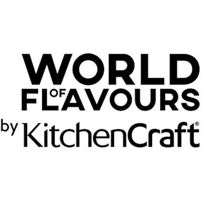 KitchenCraft World of Flavours Rectangular Ceramic Pizza Stone and Rocking Pizza Cutter Set, 2 Pieces