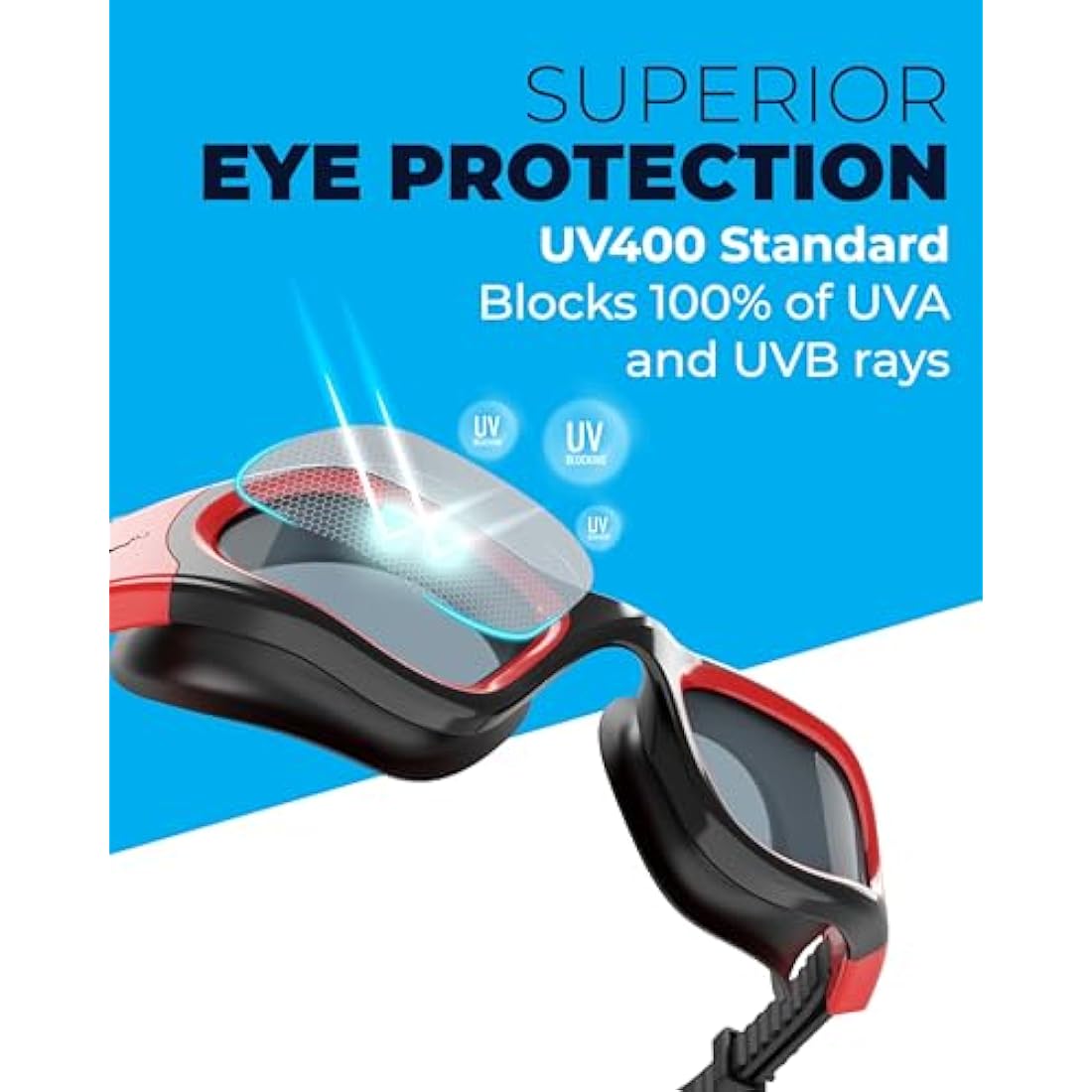 AqtivAqua Swimming Goggles, DX Wide View Swim Goggles for Adult Men Women, Anti Fog No Leaking