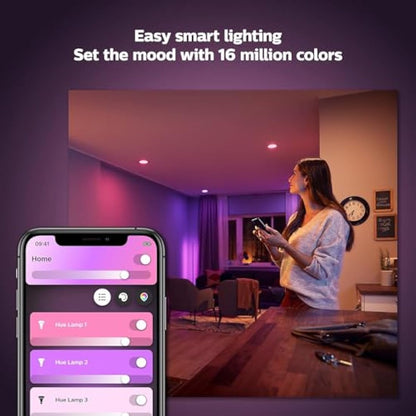 Philips Hue White & Colour Ambiance Smart Bulb 4 Pack LED [B22] with Bluetooth - 570 Lm 2700K and 806 lm 4000K
