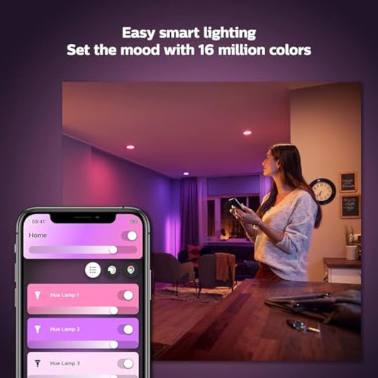 Philips Hue White & Colour Ambiance Smart Bulb 4 Pack LED [B22] with Bluetooth - 570 Lm 2700K and 806 lm 4000K