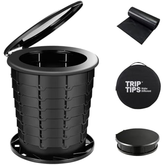 TRIPTIPS 2022 Upgrade Retractable Portable Folding Toilet Travel Toilet Camping Toilet Porta Potty for Adults and Kids Portable Toilet for Camping/Car, Adjustable Height, XL size
