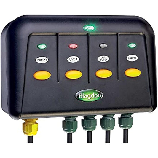 Blagdon 1040228 Powersafe Garden & Pond Safe Weatherproof Electrical Switch Box, 4 Outlet, Black