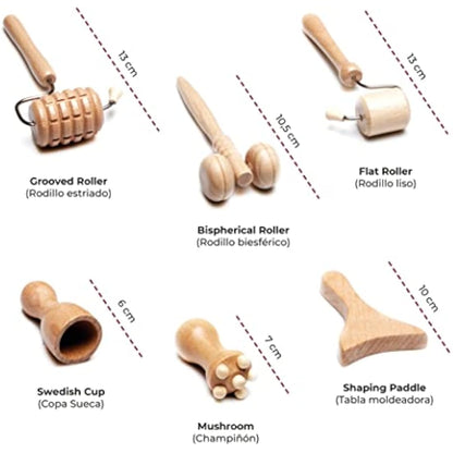 BICTIVE® Wooden Face Roller and Gua Sha Set. Wood Therapy Tools for Face, Slimmer, Face Rollers for Women, Facial Tools, Massager for Face Firming, Double Chin and Contour.