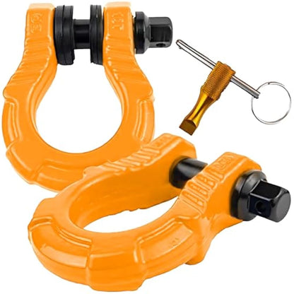 GearAmerica UBER Shackles with Anti Theft Lock (2PK) Orange | 80,000 lbs (40T) Strength | Towing D-Rings + UBERLock Security Pin 7/8" + Washers | Connect Tow Strap or Winch Rope for Off-Road Recovery