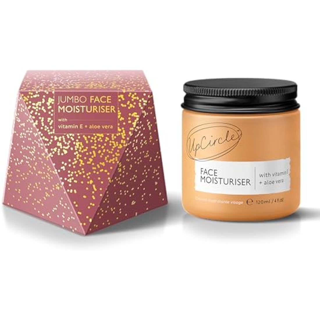 UpCircle Jumbo Face Moisturiser with Argan Powder 120ml - Nourishing Day Cream - Vitamin E, Aloe Vera, Glycerin, Shea + Coconut Butter - Natural, Vegan + Cruelty-Free