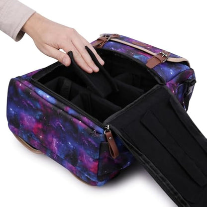 ENHANCE Full-Size Trading Card Storage Box Backpack for Playing Card Case - Card Binder Space, TCG Deck Box Storage, Playmat Holder - Compatible with Magic the Gathering, YuGiOh, DnD (Galaxy)