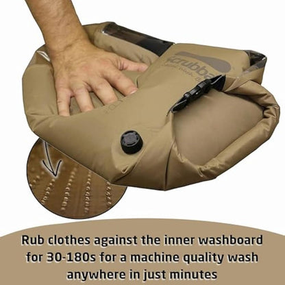 Scrubba TACTICAL Wash Bag Portable Washing Machine – Rugged Manual Clothes Washer for Camping, Travel & Deployment – Durable, Compact & Lightweight – Use with Laundry Detergent or Hand Soap – 160g