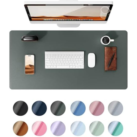 YSAGi Leather Desk Mat, Large Mouse Mat, Non-Slip Desk Pad, Waterproof PU Leather Table Protector Writing Pad for Office and Home (60 x 35 cm, Dark Green)