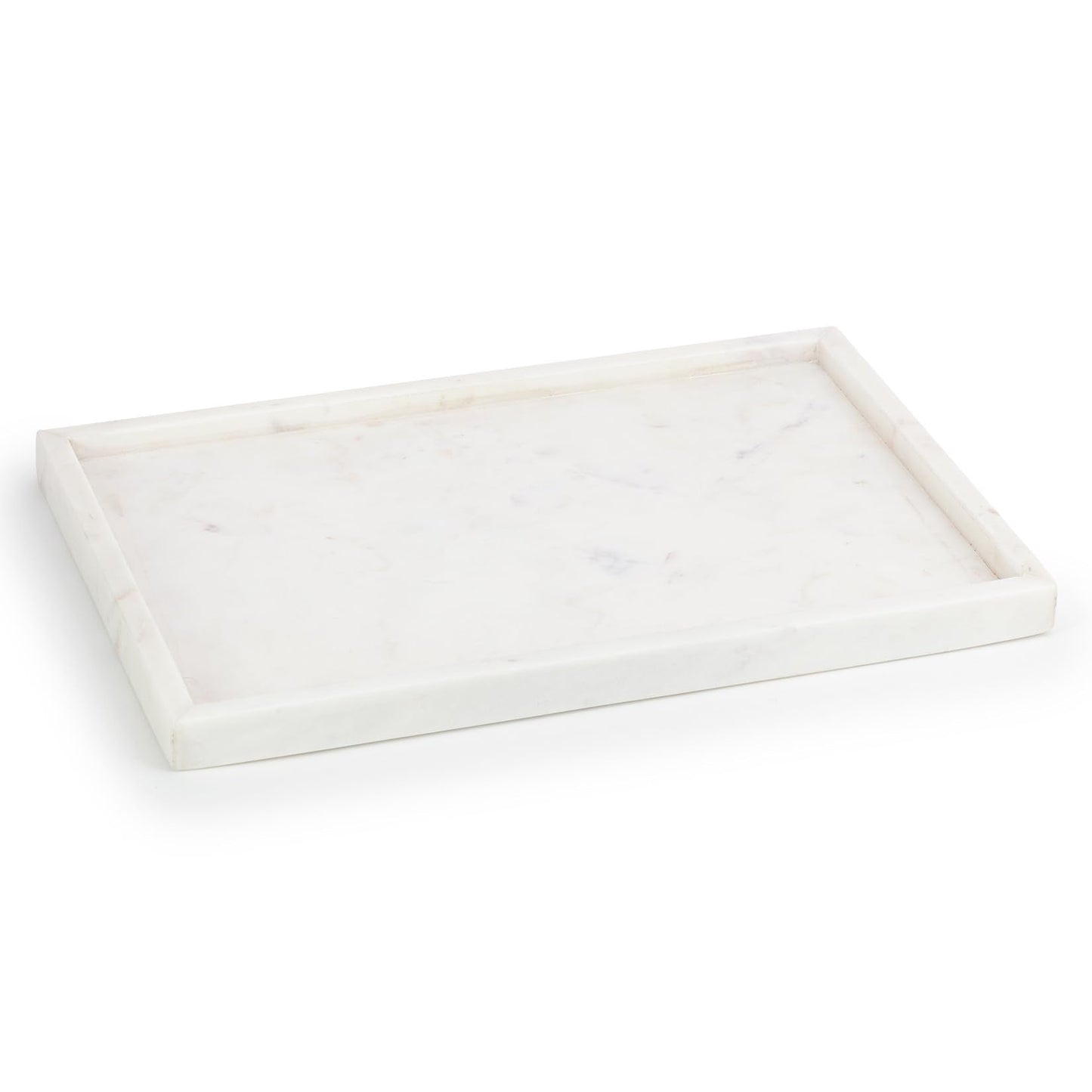 EHC Natural Marble Bathroom Vanity Tray, Decorative Countertop Sink Storage Organiser for Cosmetics, Perfume, Candles, Home Decor - Rectangular