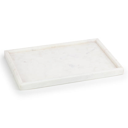 EHC Natural Marble Bathroom Vanity Tray, Decorative Countertop Sink Storage Organiser for Cosmetics, Perfume, Candles, Home Decor - Rectangular