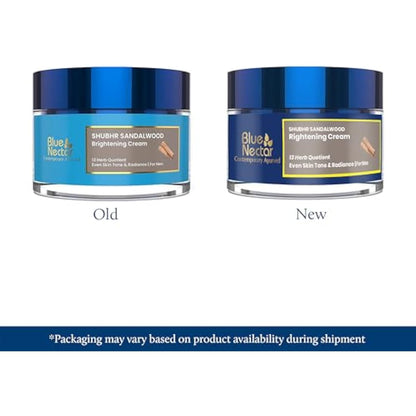 Blue Nectar Brightening Face Cream for Men - Natural Moisturizer with Sandalwood, Turmeric, Aloe Vera & Ayurvedic Herbs(50 g)