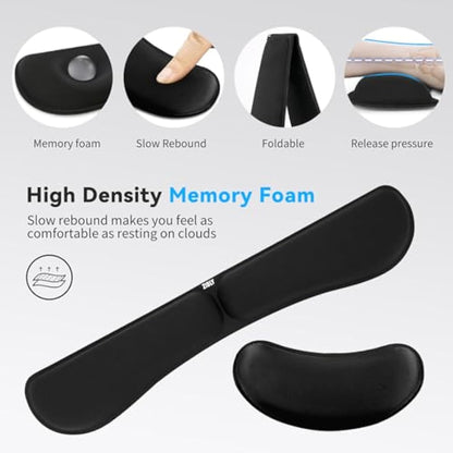 ZIBLY Wrist Rest Keyboard and Mouse Set - Non-Slip Ergonomic Wrist Cushion Support Pad - Easy Typing, Pain Relief – Premium Silky Gel Memory Foam for Work from Home Gaming Computer Laptop