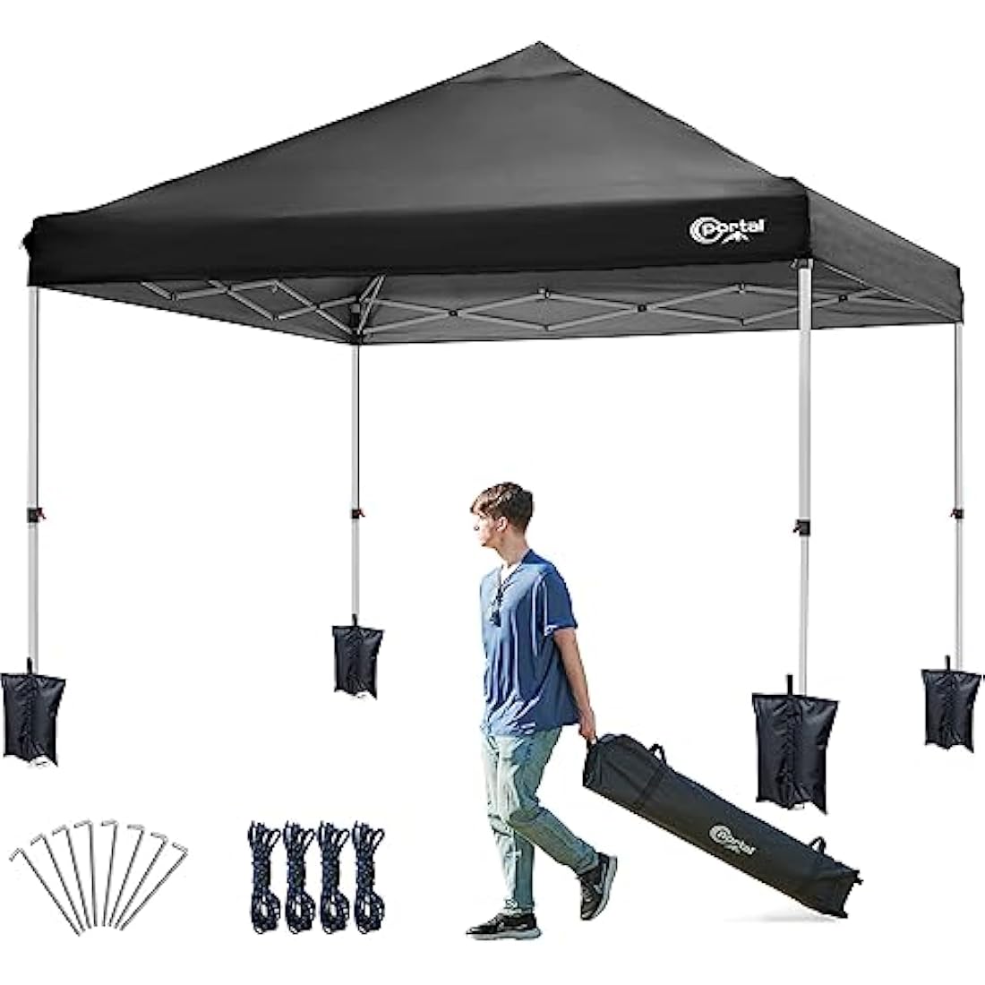 PORTAL Pop up Gazebo 3m x 3m (10x10ft) Heavy Duty Commercial Grade Instant Event Shelter Garden Canopy Outdoor Camping Gazebo 1000mm Water Resistant Sun Shade Shelter Fire Retardant for Hot Tub Beach
