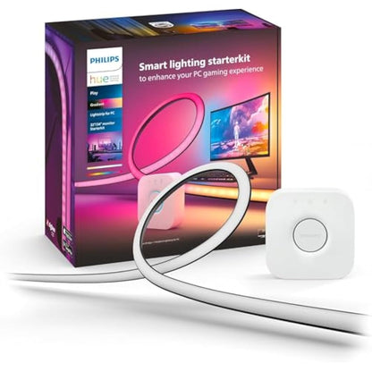 Philips Hue Play Gradient PC Lightstrip Starter Kit Including Hue Bridge [for 32-34 Inch Screens] LED Smart Lighting. Sync for Entertainment, Gaming and Media.