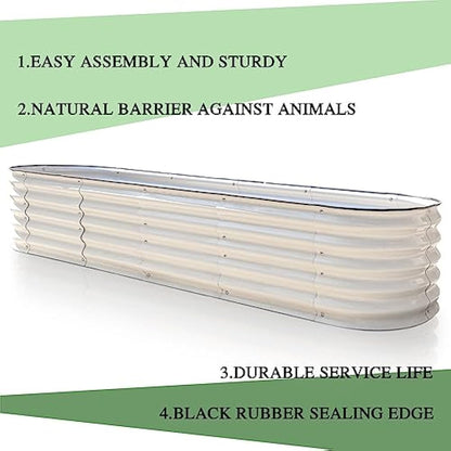Byhagern Raised Garden Beds Outdoor, Anti-Rust Coating Planter Box with Safety Edging, Raised Garden Beds for Vegetables, Flowers, Herbs (Beige)……