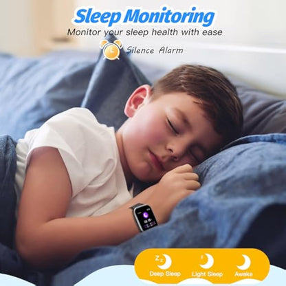 Kids Smart Watch for Boys,IP68 Waterproof Kids Fitness Tracker Watch with 1.5 Inch DIY Face,Heart Rate Sleep Monitor,19 Sport Modes,Calories Counter,Alarm Clock,Great Gifts for Children 6+ (Black)