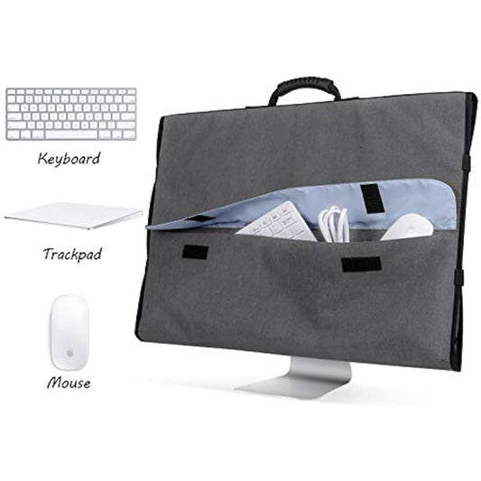 CURMIO Travel Carrying Bag for Apple iMac 21.5" and iMac 24" Desktop Computer, Protective Storage Case Monitor Dust Cover with Rubber Handle for 21.5" iMac Screen(Patent Pending), Grey