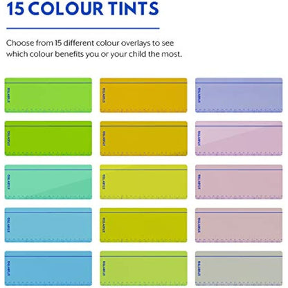 Studyteq 15 x Professional Dyslexia Coloured Reading Overlays And Rulers + Protective Case | Reading Tracking Rulers for Visual Stress, Dyslexia, Irlens Syndrome, and ADHD