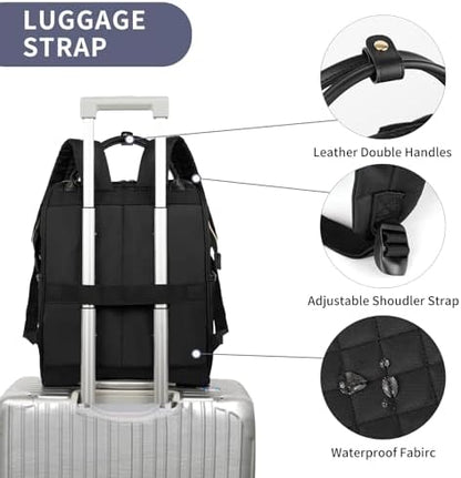 EMPSIGN Laptop Backpack Women 17 Inch, Large Laptop Rucksack Wide Open, College School Backpack with USB Charging Port, Water Repellent Travel Business Work Bag Computer Bookbag for Men