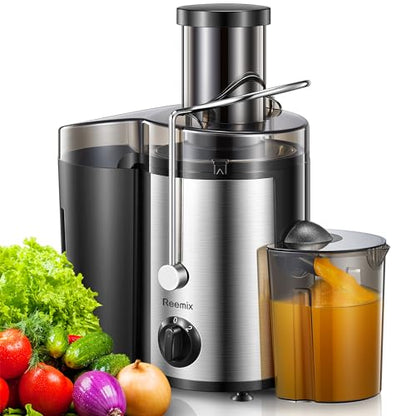 Juicer, Reemix Centrifugal Juicer Machines Whole Fruit and Vegetable 800W, 3-inch Wide Mouth Juicer Extractor with 2 Speeds, Brush Included Easy to