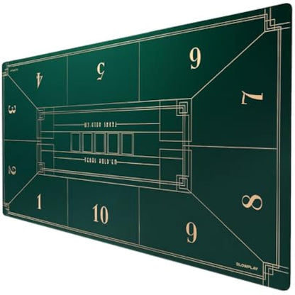 SLOWPLAY Nash 240x120 cm Texas Hold'em Poker Mat | Portable Poker Table Top with Art Deco Layout Print, Hemmed Edges, Smooth Surface, and Premium Carrying Bag for Games Everywhere