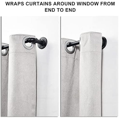 Black Curtain Poles for Eyelet Curtains, Industrial Curtain Pole Metal Extendable, Industrial Curtain Rod for Windows 67cm-122cm, Room Dividers Curtain Rail.