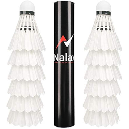 Nalax Badminton Birdie,12-Pack Professional Duck Feather Badminton Shuttlecocks Feather Ball With Great Durability Stability and Balance,Suitable for Professional Training Or Family Outdoor Sports