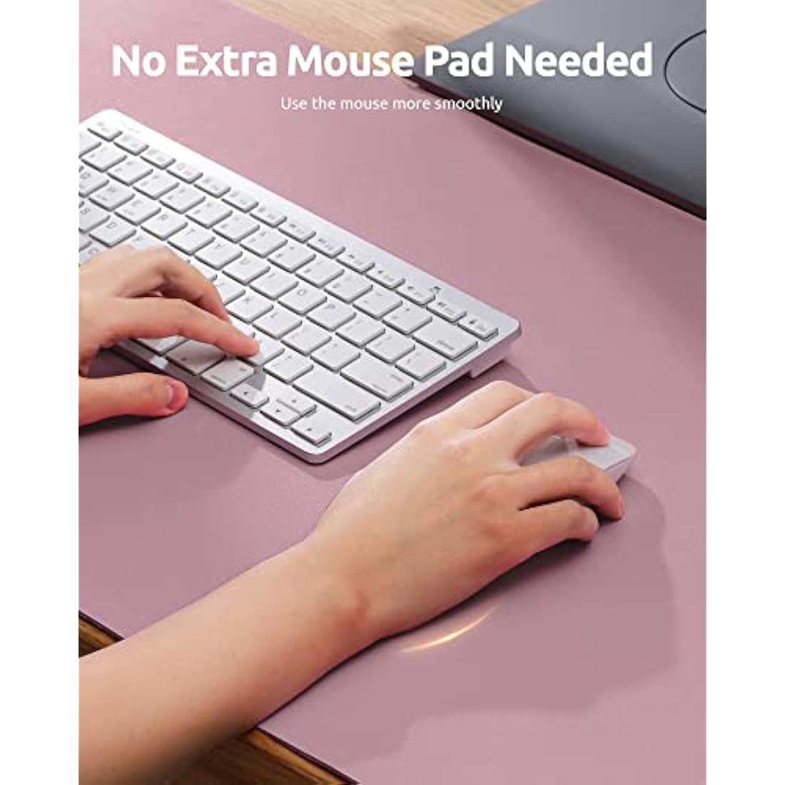 YSAGi Leather Desk Mat, Large Mouse Mat, Non-Slip Desk Pad, Waterproof PU Leather Table Protector Writing Pad for Office and Home (90 x 43 cm, Pale Mauve)