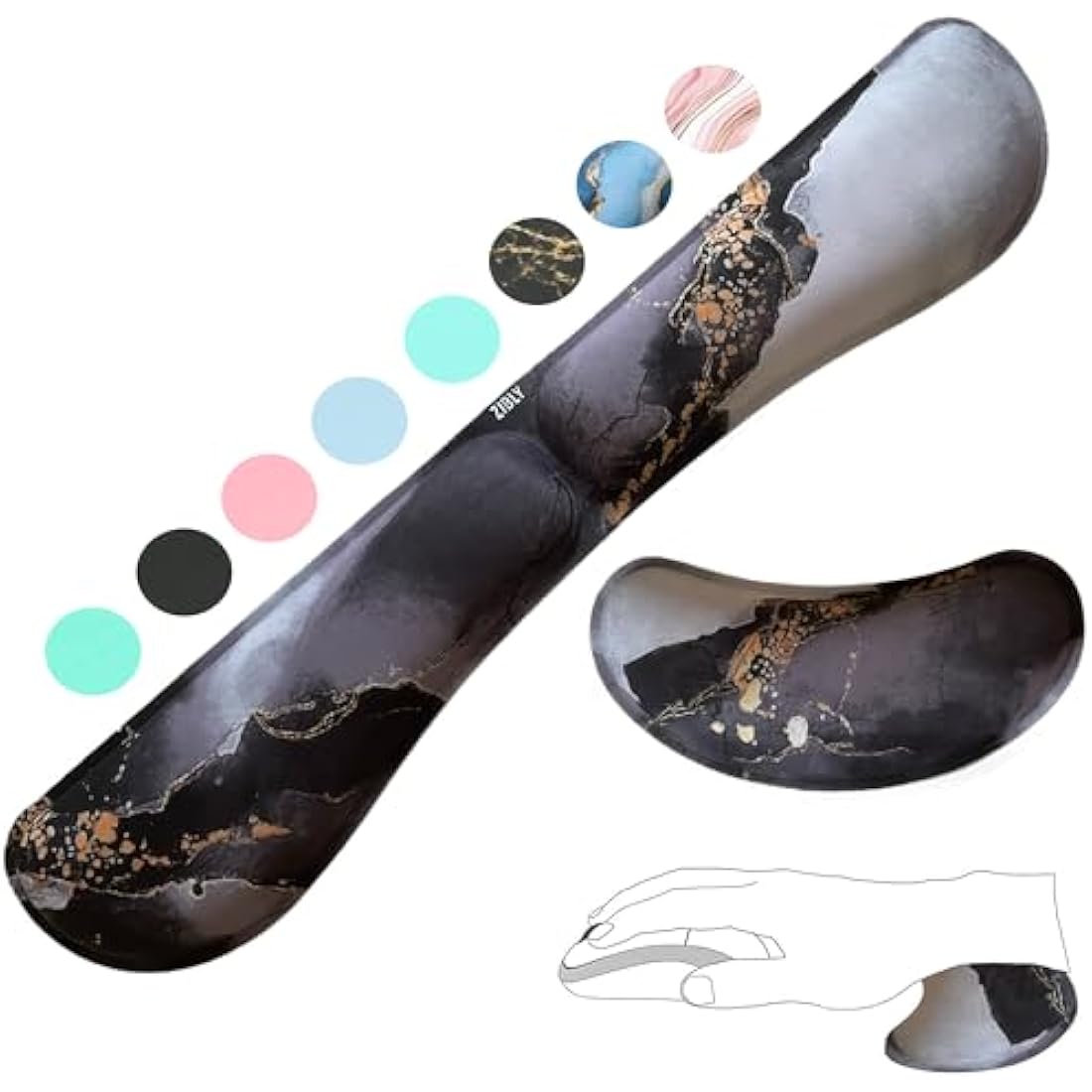 ZIBLY Wrist Rest Keyboard and Mouse Set - Non-Slip Ergonomic Wrist Cushion Support Pad - Easy Typing, Pain Relief – Premium Silky Gel Memory Foam for Work from Home Gaming Computer Laptop