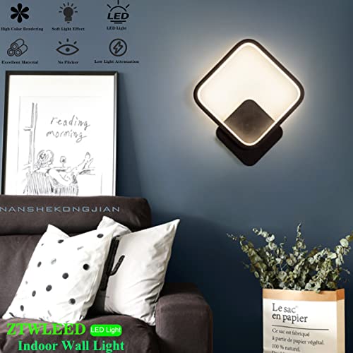 ZTWLEED LED Indoor Wall Lamp 14W,Black Square Modern Indoor Wall Light Three Types of Dimmable,RA85 Wall Lamp Perfect for Bedroom Living Room