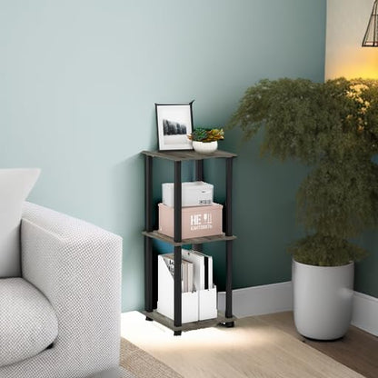 Furinno SIMPLISTIC Side Table Set of 2, 2-Tier End Table, Nightstand, Night Stand, Bedside Table, Easy Assembly, for Living Room, Bedroom, French Oak