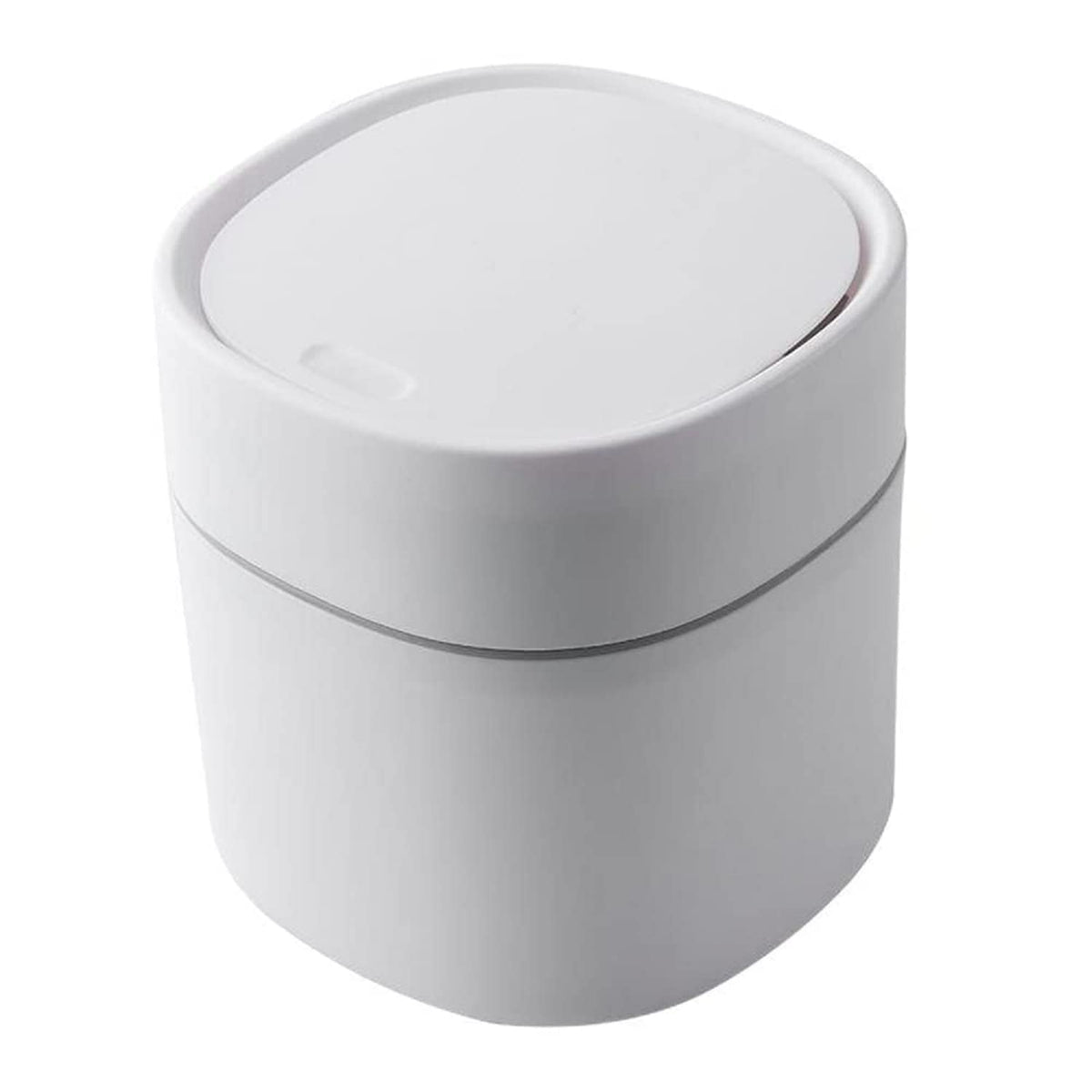 ETRAVEL plastics Small bin office desk bin with lid for countertop, cosmetic table top, bathroom, bedroom, kids (WHITE)