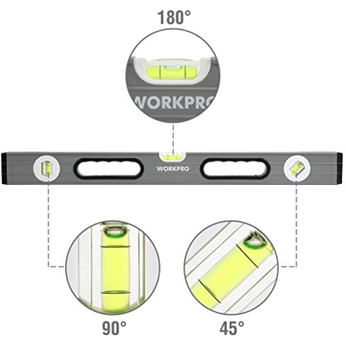 WORKPRO 3-Piece Spirit Level Set(9", 16", 24")， W002900A , Grey