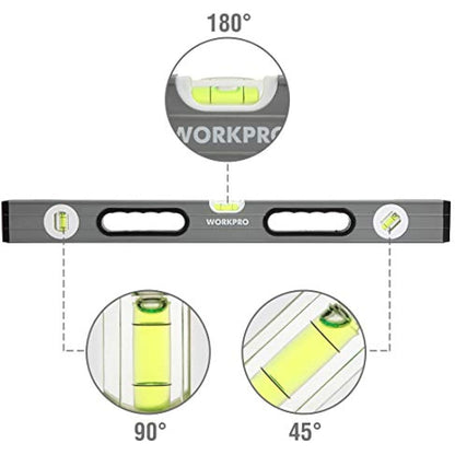 WORKPRO 3-Piece Spirit Level Set(9", 16", 24")， W002900A , Grey